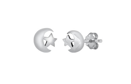 A732 Small Moon And Star Earrings