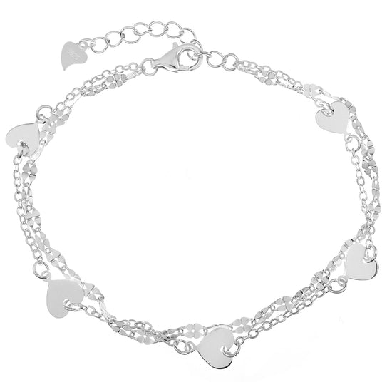 M502 Pulsera Corazón Doble Cadena