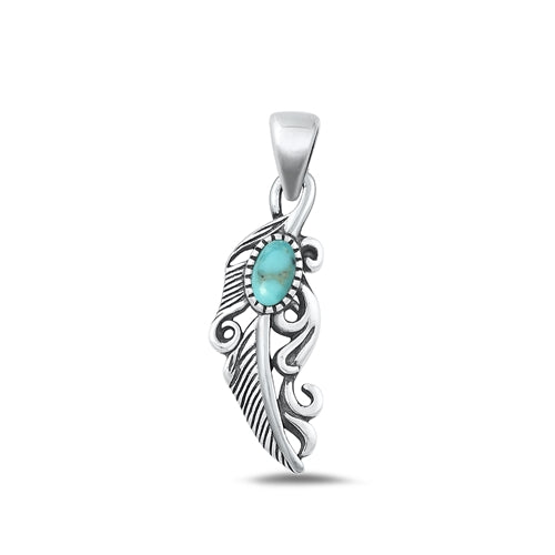 D2110 Turquoise Feather Pendant