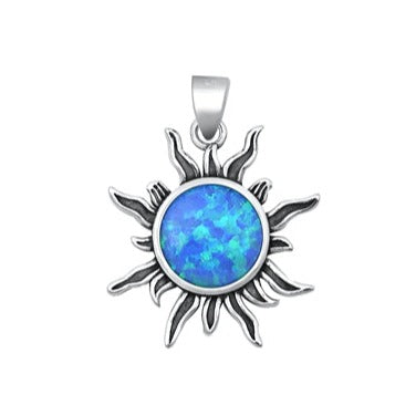 D2107 Blue Opal Sun Pendant