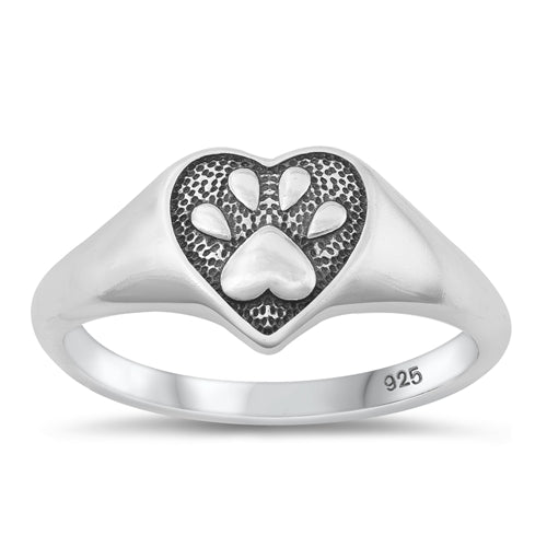 R983 Heart Paw Print Ring