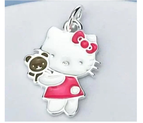 D1840 Pink Kitty Teddy Bear Pendant