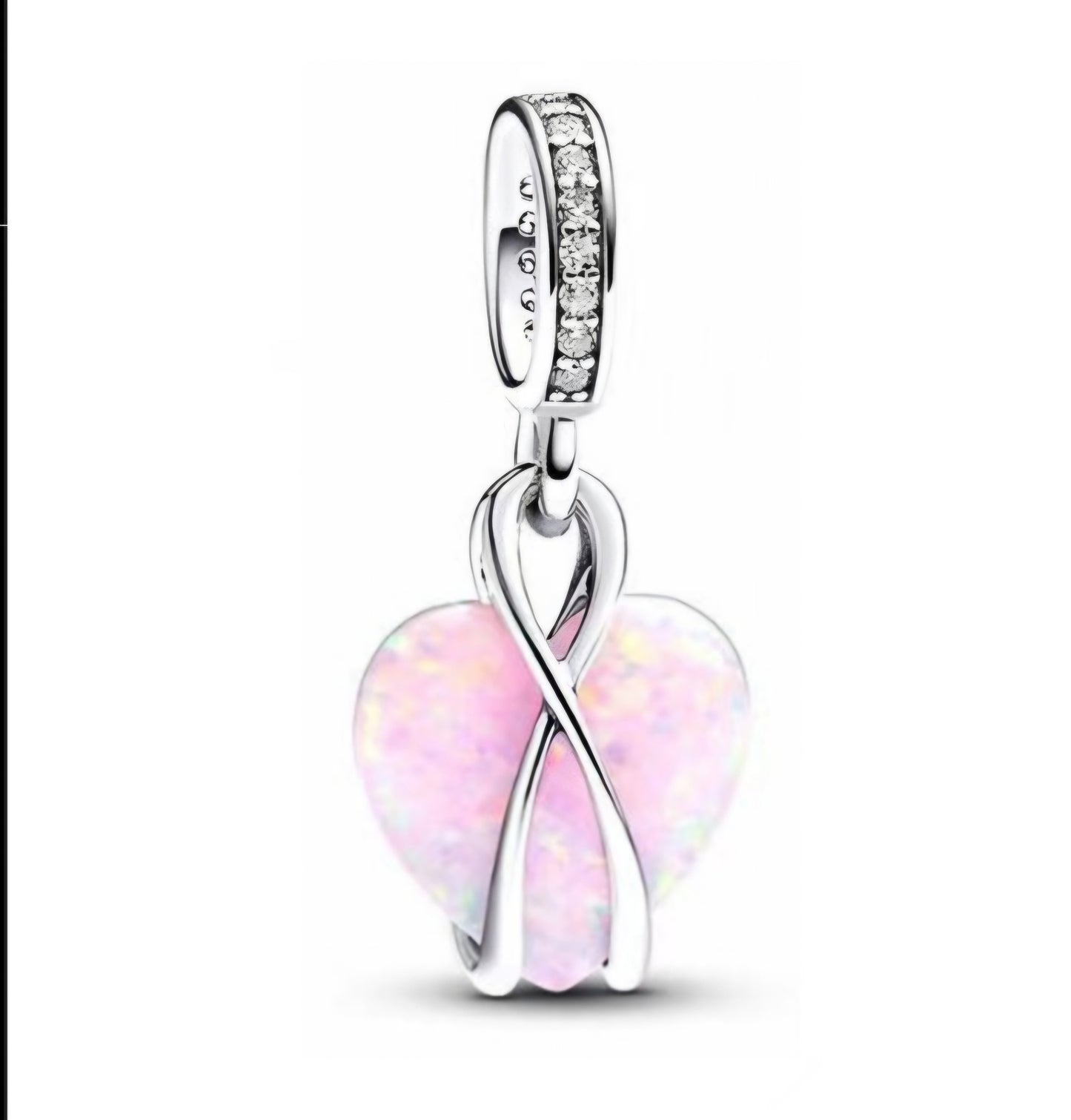 D1892 Pink Opal Heart Charm