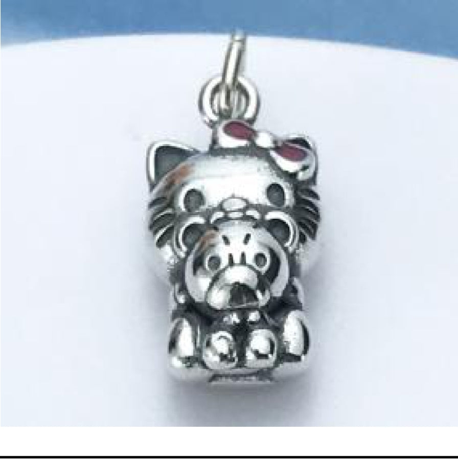 D917 Kitty With Bear Charm