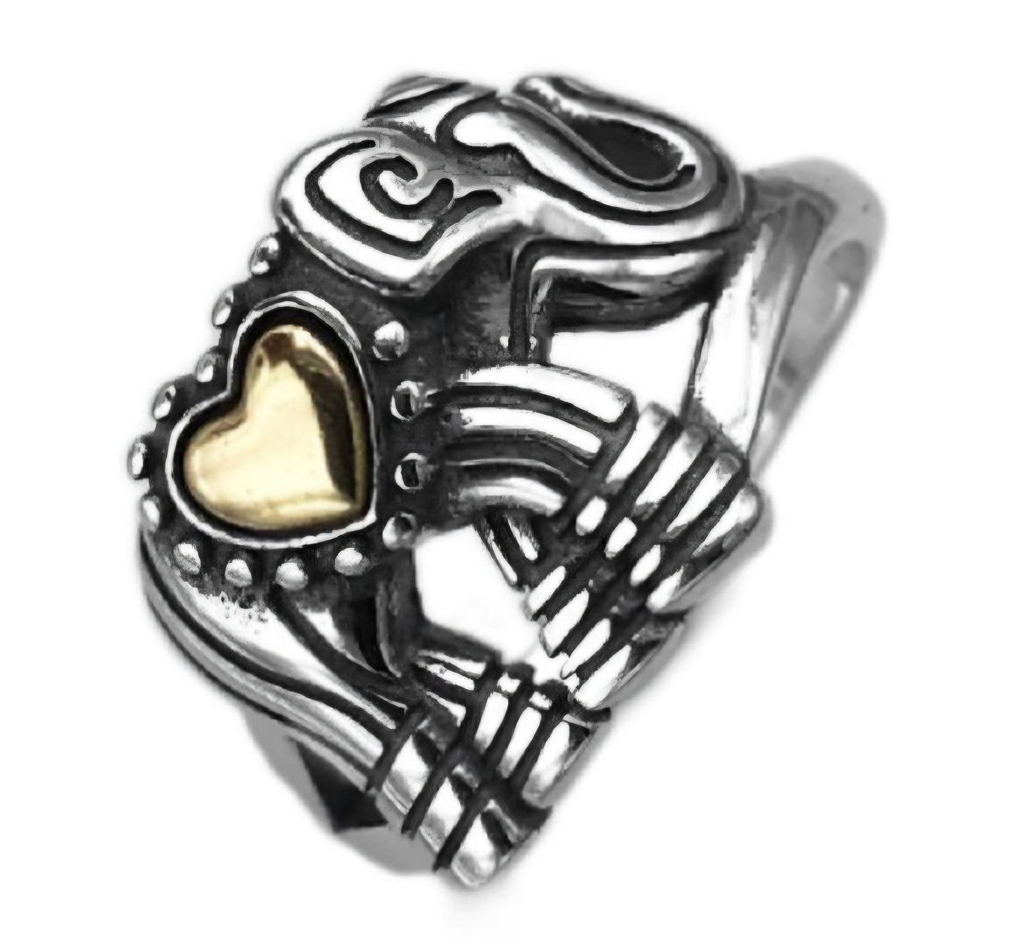 R904 Elephant With Gold Heart Ring