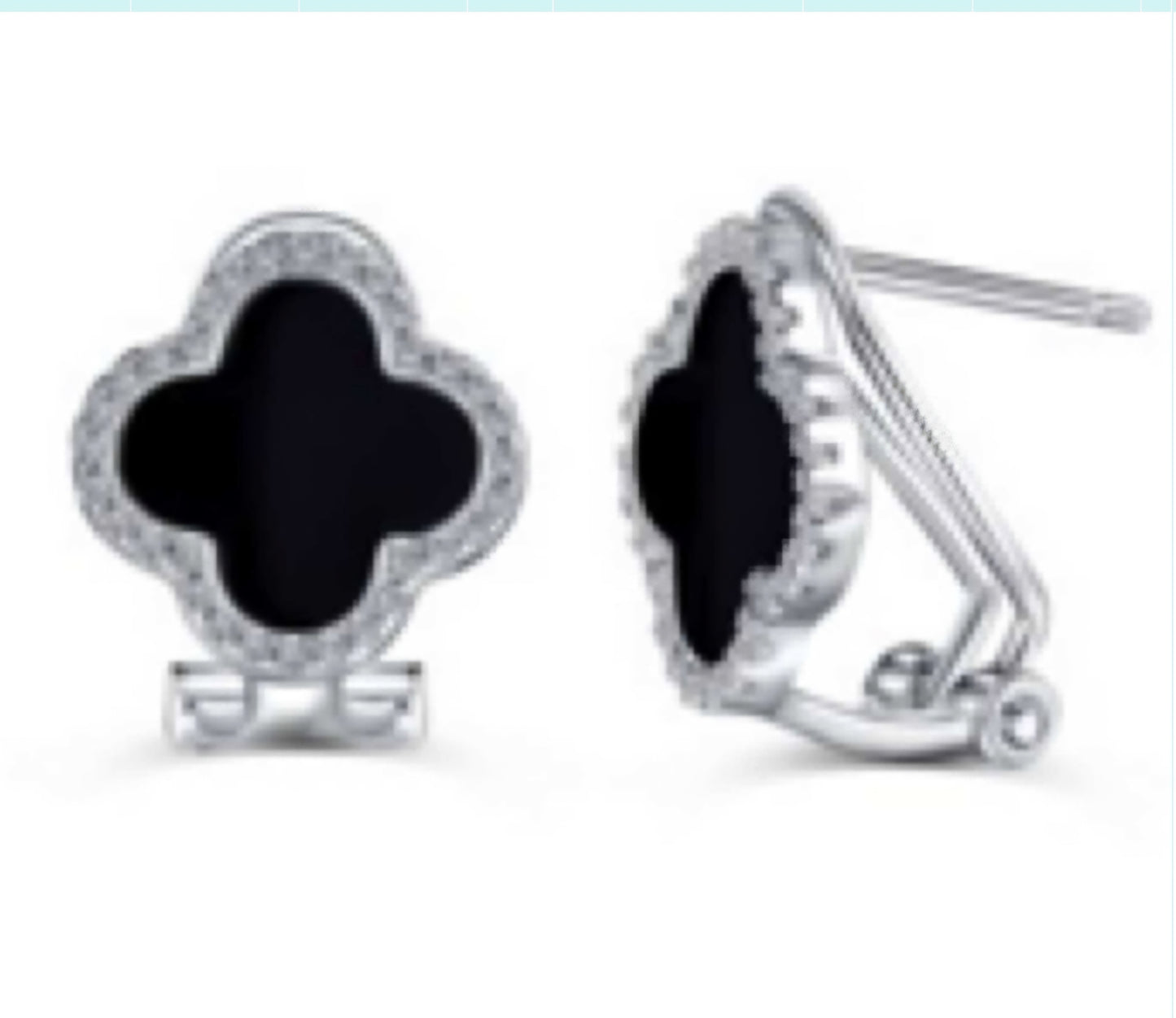 A856 Black Clover Post lever back Earrings