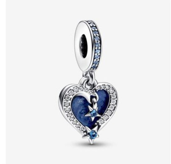 D1914 Heart Stars Charm Pendant