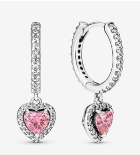 P543 Pendientes Aros Corazón Rosa