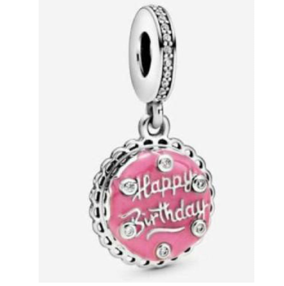 D1811 Happy Birthday, Pink Charm Pendant