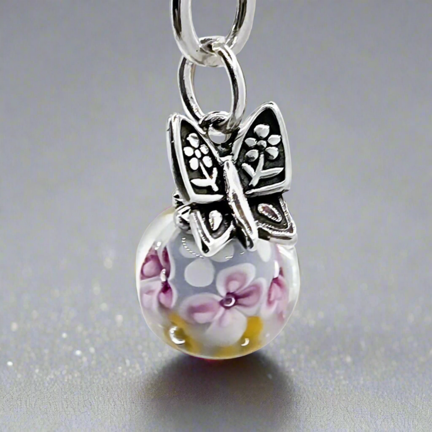 D2077 Butterfly With Flowers Pendant