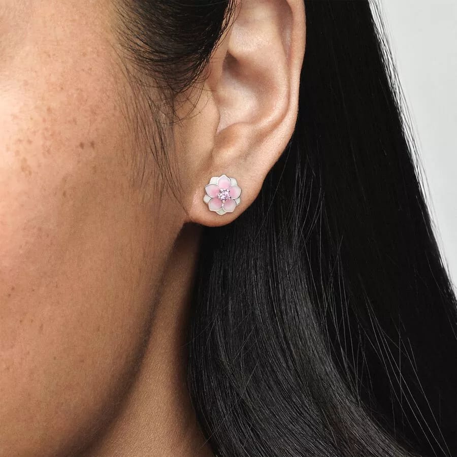 A939 Pink Flower Earrings