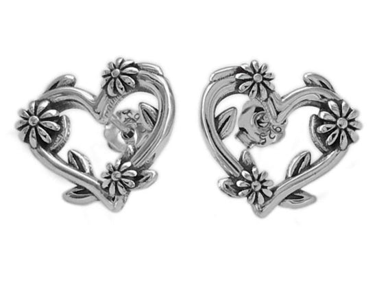 A946 Heart Flower Earrings