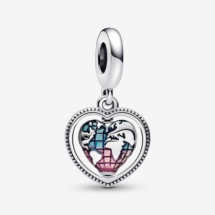 D2296 Globe Heart Charm