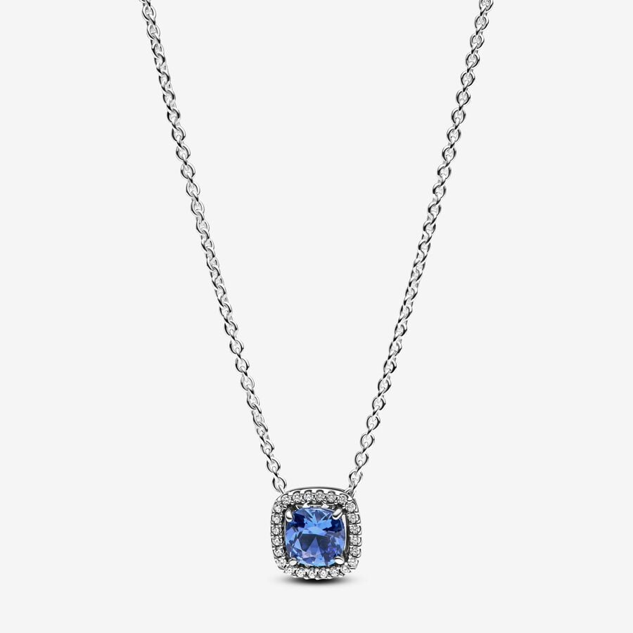 CA588 Square Blue Stone Necklace