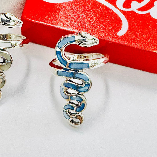 Anillo de serpiente con piedra azul R1073