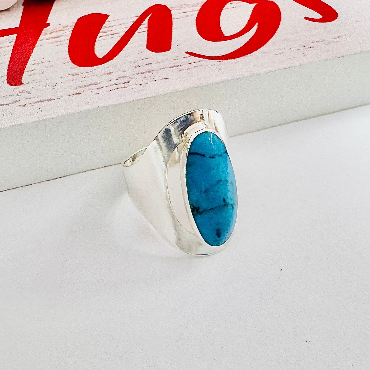 Anillo largo con piedra azul R1057