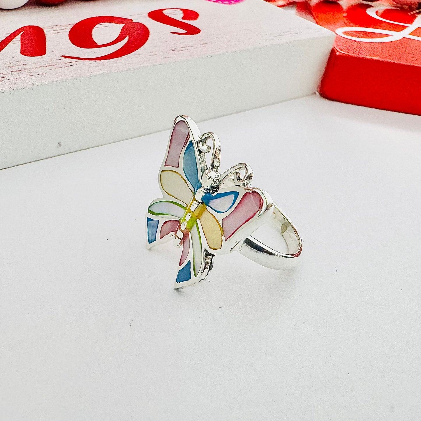 R1077 Multicolor Stone Butterfly Ring