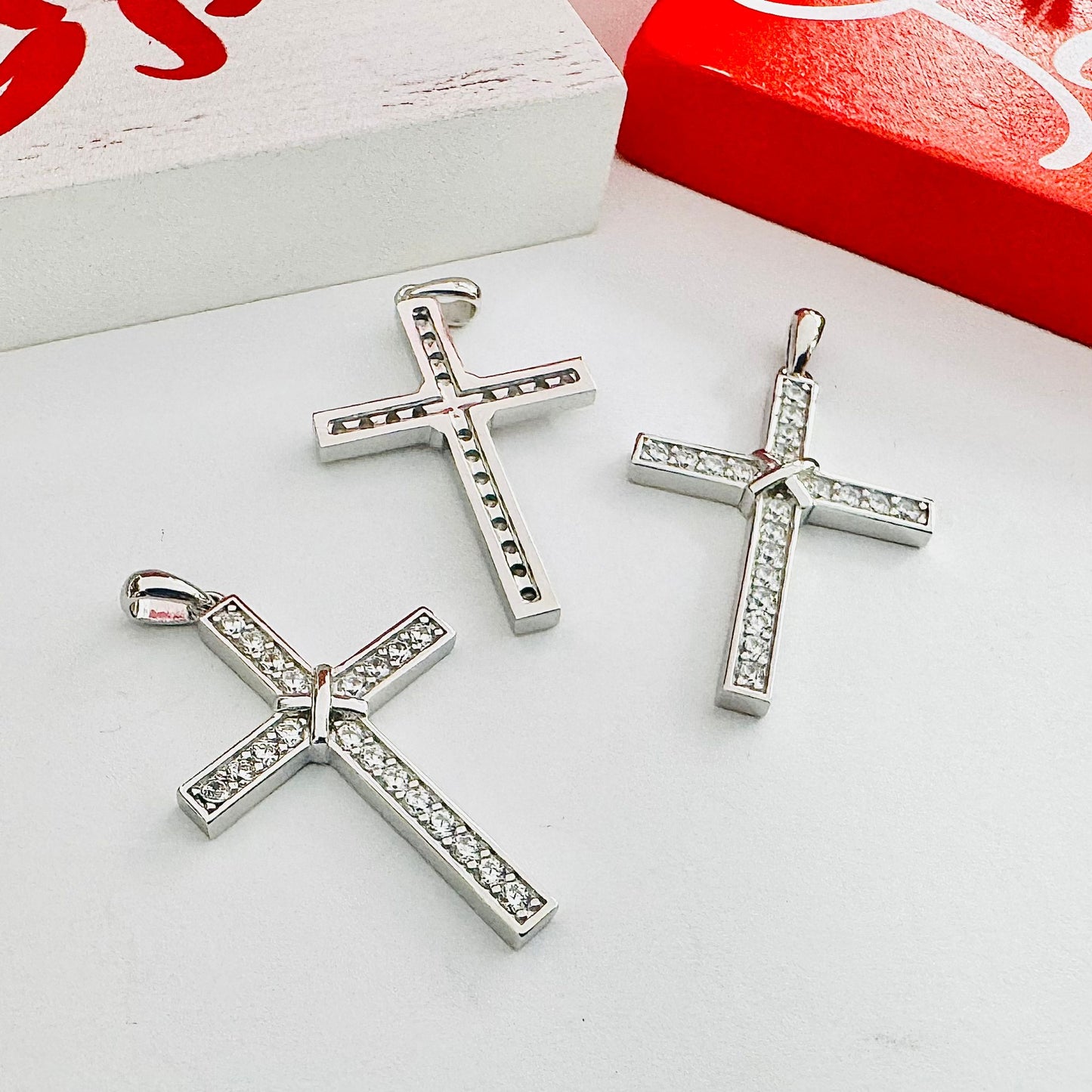 D2474 Stone Cross Pendant 34mm