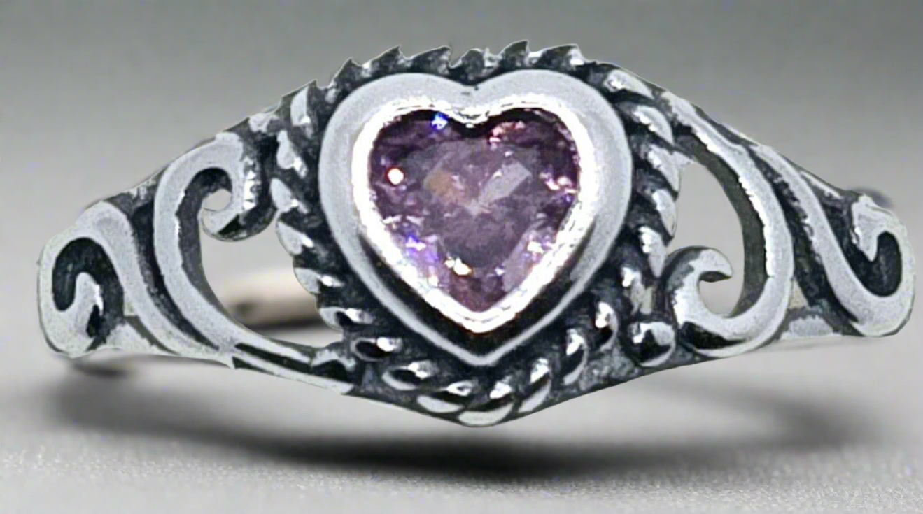 RK4 Vintage Pink Heart Ring