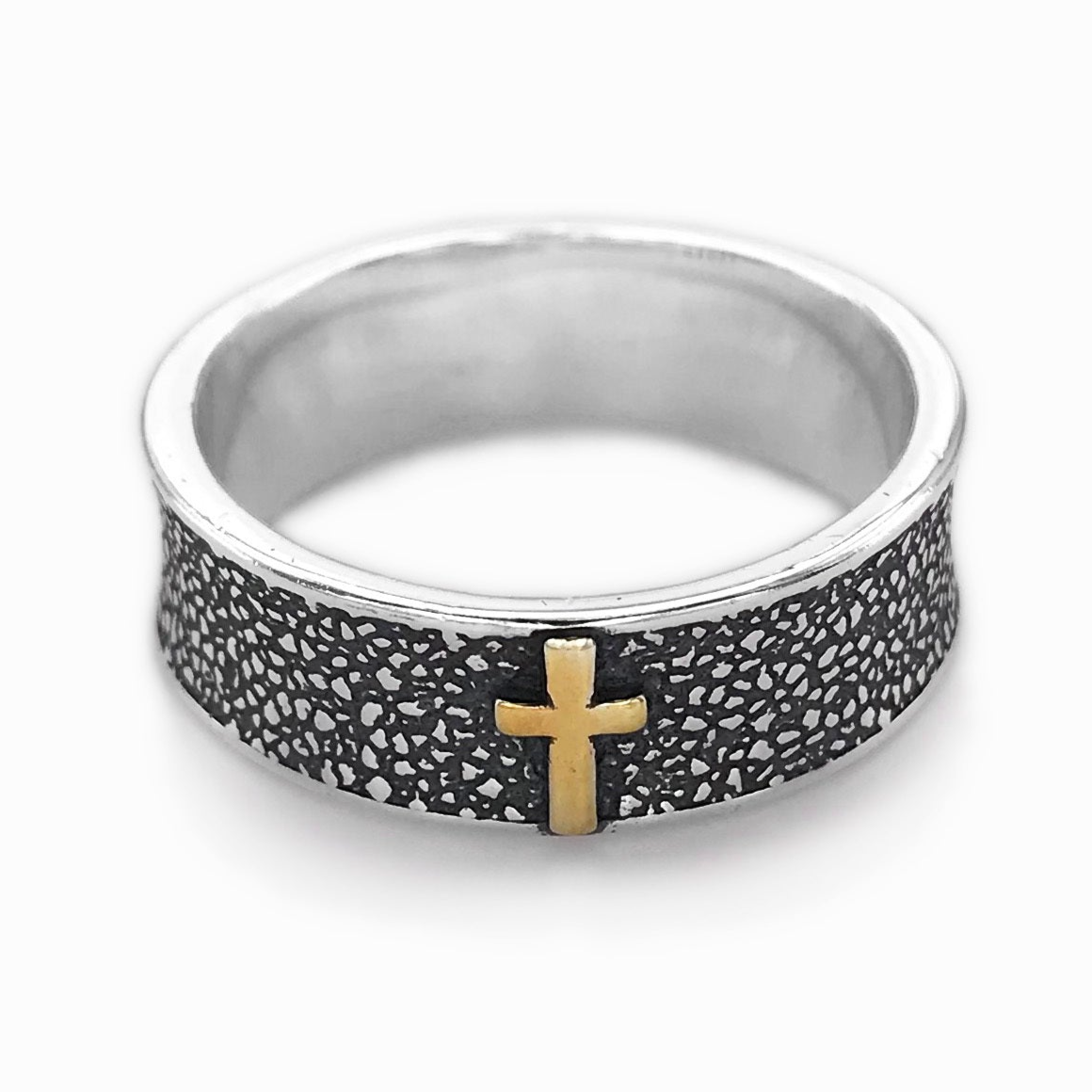 R965 Gold Cross Band Ring