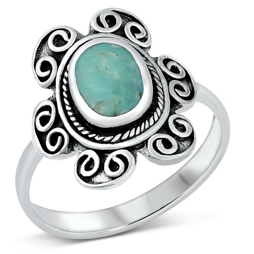 R92 Flower Turquoise Ring