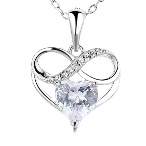 D1082 Infinity Heart CZ Pendant