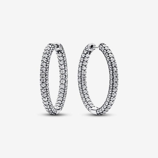 P604 Stone Hoop Earrings 27mm