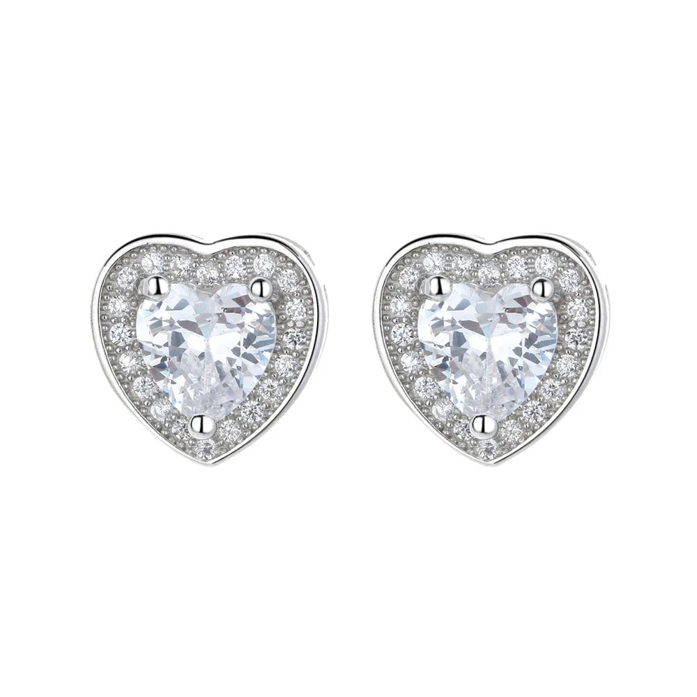 A399 Pendientes De Corazón Con Piedra De Diamante