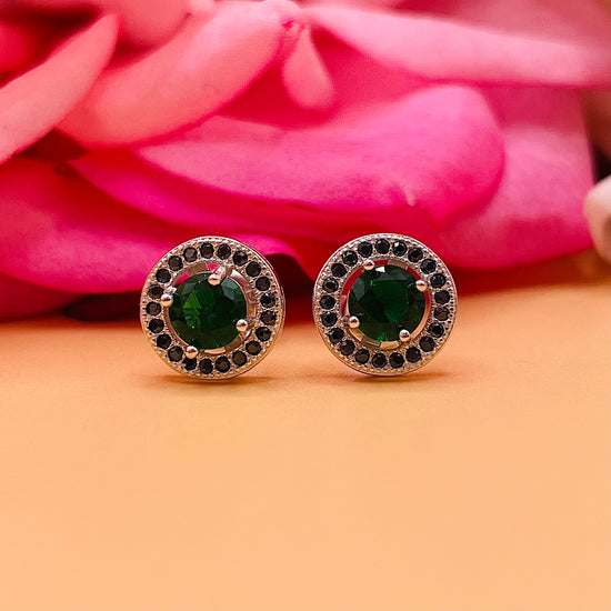 A666 Round Cz Post Earrings