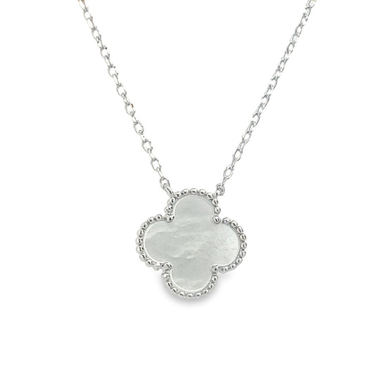 CA178 Collares Flor Blanca 1 Perla Trébol