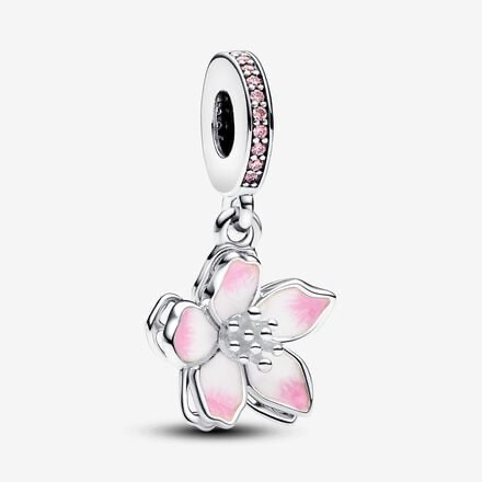 D2058 Pink Flower Charm Pendant