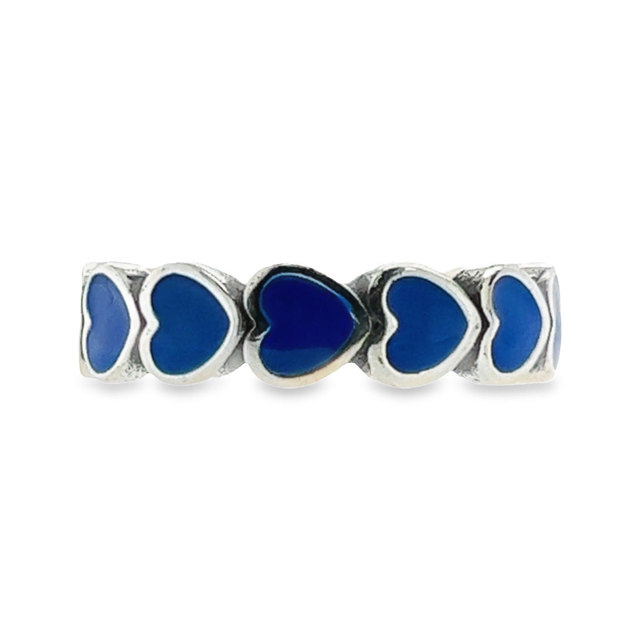 R664 Anillo Corazón Azul