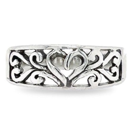 R9011 Heart And Swirls Band Ring