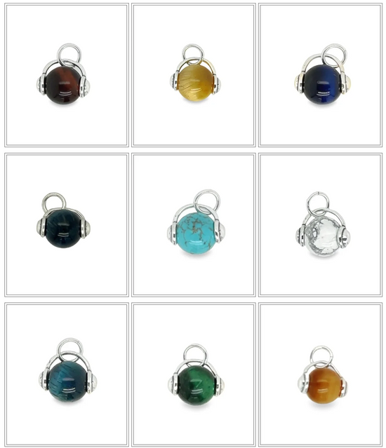 D1506 Blue Tiger Eye Ball Pendant