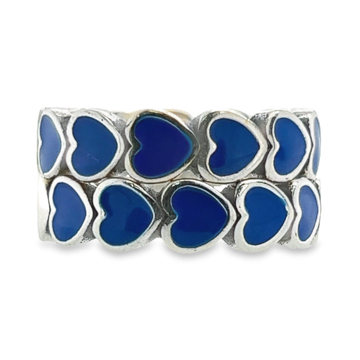 R664 Anillo Corazón Azul