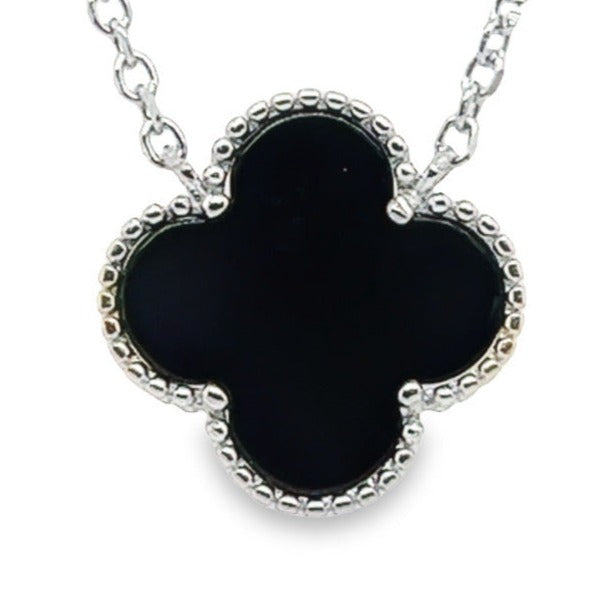 CA160 Black Flower Necklaces 1 Black Clover