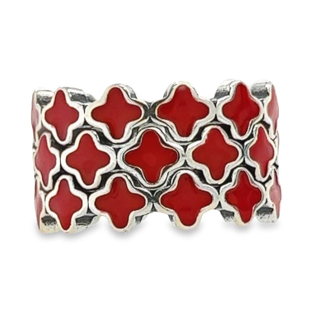 R673 Red Clover Flower Ring