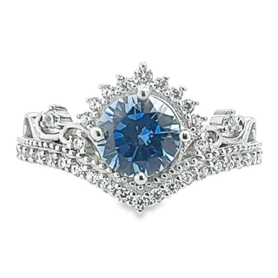 R640 Anillo CZ con corona azul