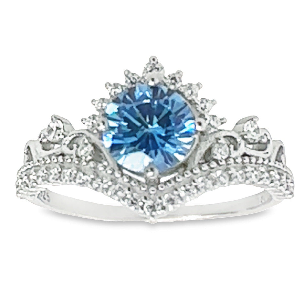 R640 Anillo CZ con corona azul