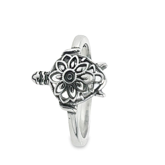 R506 Anillo Tortuga Con Flor