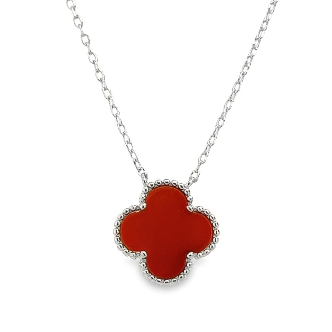 CA163 Red Flower Necklaces 1 Garnet Clover