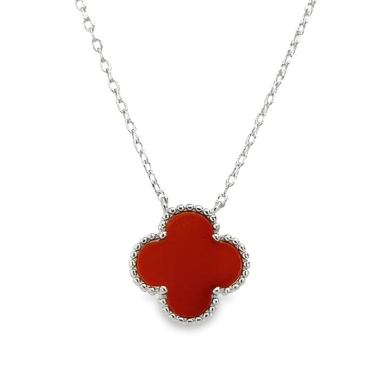 CA163 Red Flower Necklaces 1 Garnet Clover