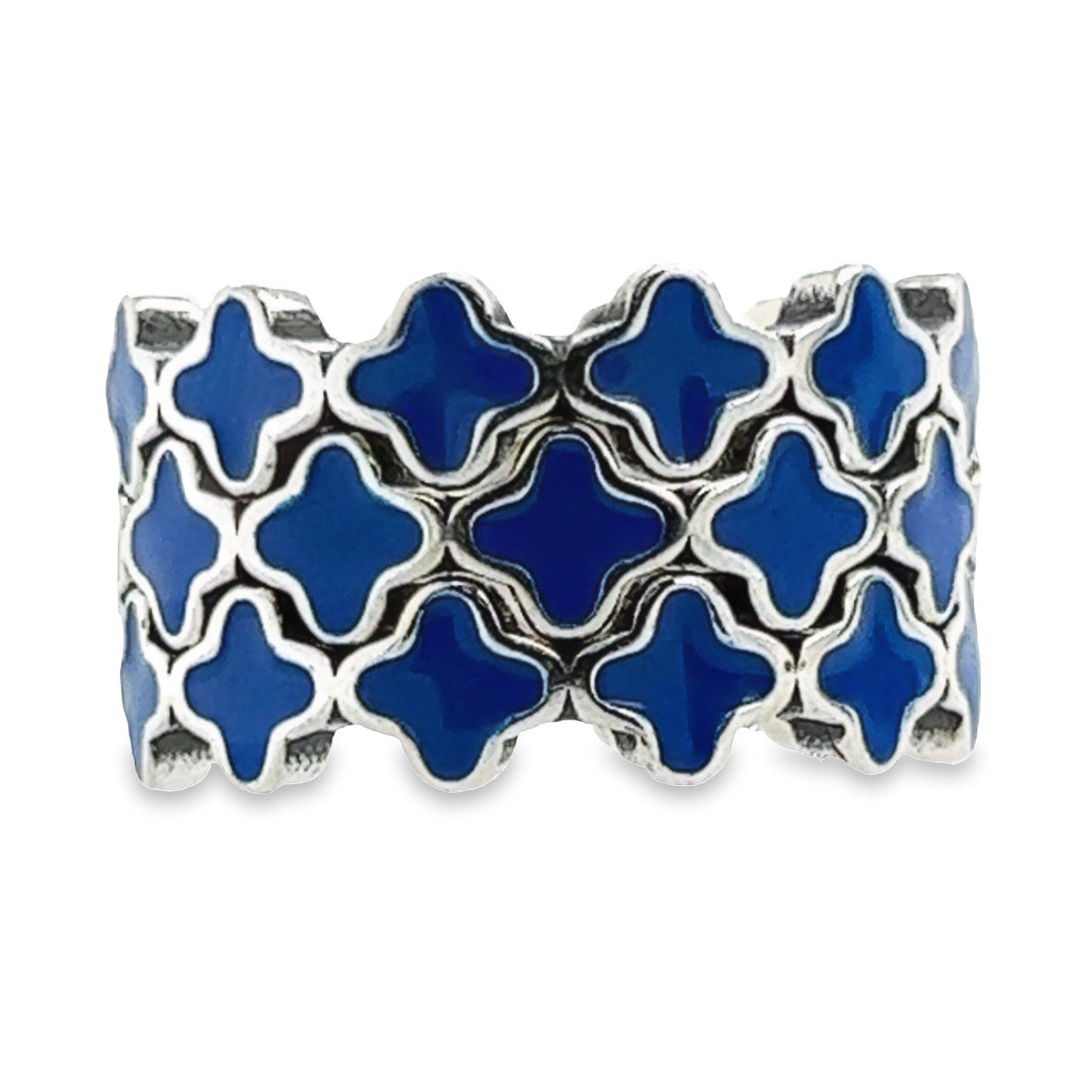 R674 Anillo Flor Azul