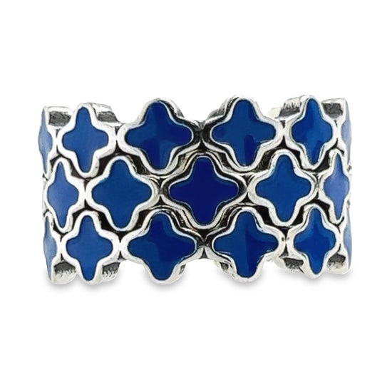 R674 Blue Flower Ring