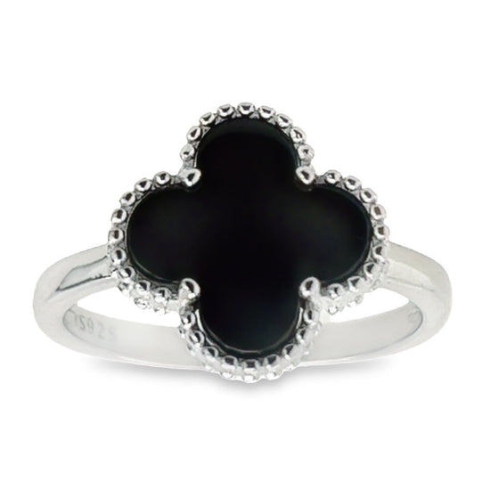 R9003 Black Flower  Ring