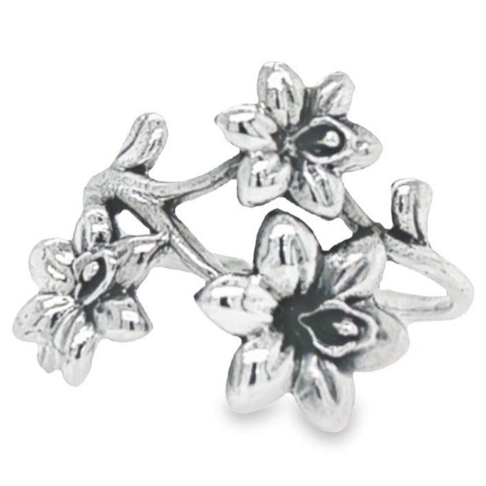 R9013 Three Flowers Wrap Ring