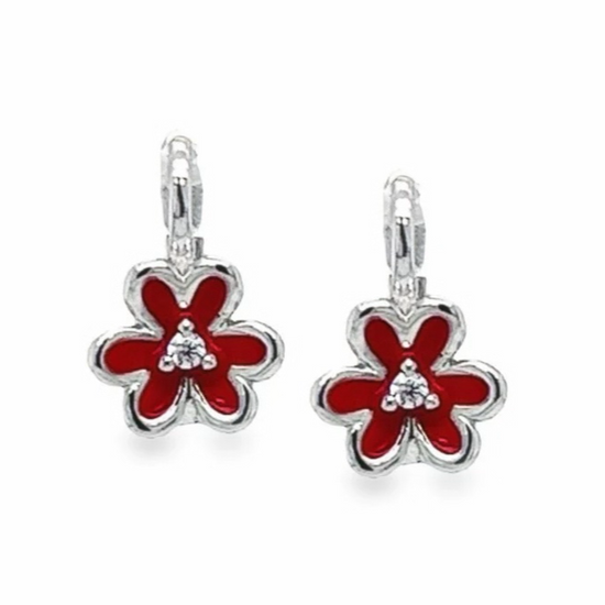 P395 Red Flower Earring