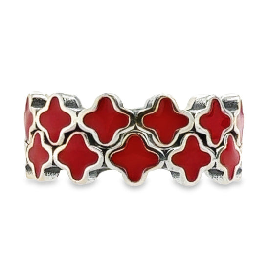 R673 Red Clover Flower Ring