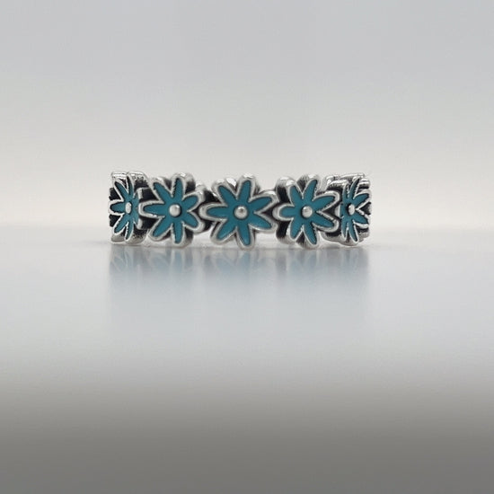 Load and play video in Gallery viewer, R870 Blue Flowers Ring
