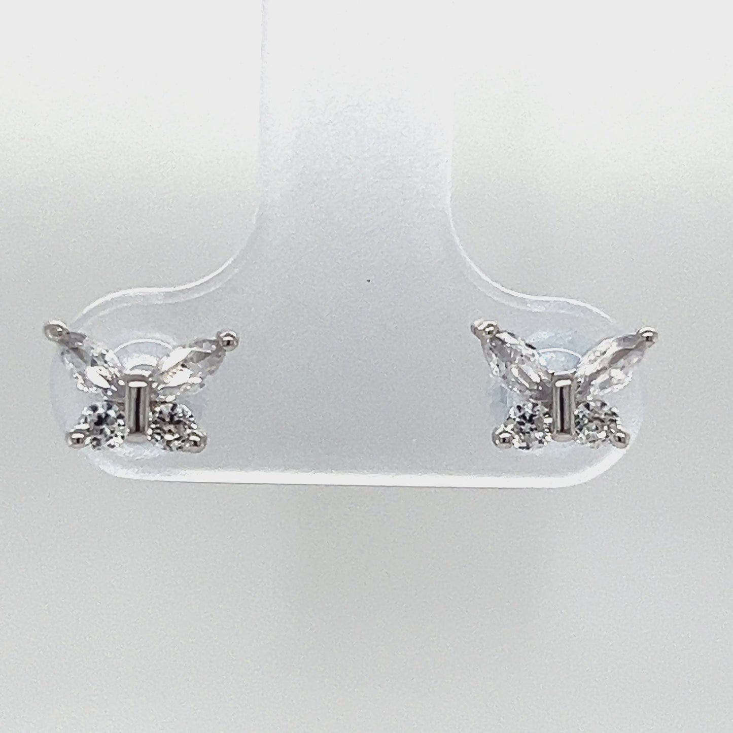 Load and play video in Gallery viewer, A800 Butterfly Clear stone with CZ Post Earrings
